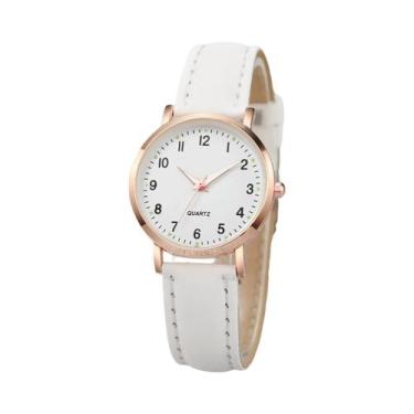 Imagem de Relógio de quartzo árabe feminino, pulseira de couro, analógico, casua