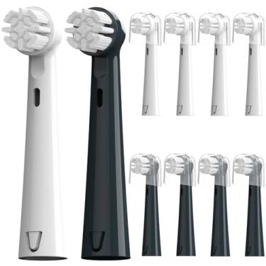 Imagem de YMPBO Cabeças de escova de substituição compatíveis com escova de dentes elétrica Brusheez infantil, refil de cabeça de escova de dentes, 5 peças cinza + 5 peças brancas