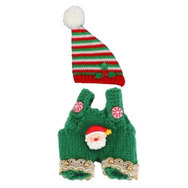 Imagem de Roupa de Boneca de Tricô Natal, Conjunto Roupas Tricô Feito à Mão Inclui Macacão e Chapéu Fofos Acessórios Festa para Coleção Bonecas