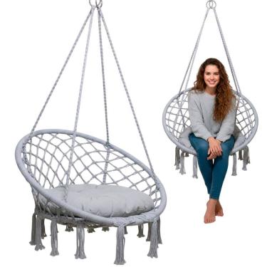 Imagem de Rede Cadeira Balanço Suspensa Algodao Confortavel Teto Casa Varanda Jardim Quintal Area Lazer Terraço Sacada