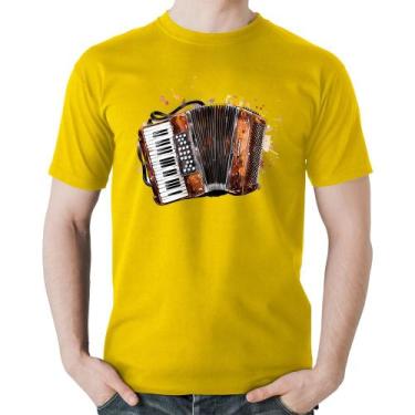 Imagem de Camiseta Algodão Acordeon Sanfona - Foca na Moda, Amarelo, G