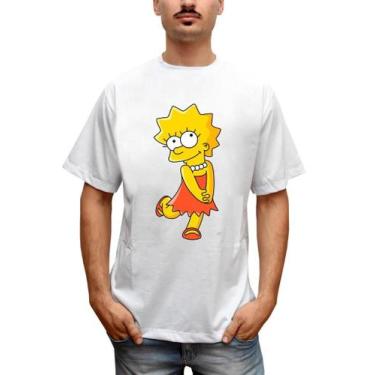 Imagem de Camiseta Masculina Lisa Os Simpsons Lisa de Vestido, Branco, P, Homem