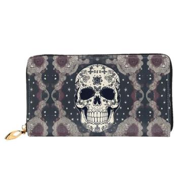 Imagem de XLLingL Carteiras de cartão de crédito impressas, bolsas longas de couro femininas, carteiras com zíper, carteira de viagem simples