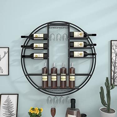 Imagem de Suporte de metal pendurado para taças de vinho - organizador de copos de parede para bares domésticos - comporta vinho, champanhe, taças-preto