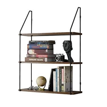 Imagem de Prateleira de parede, prateleira de parede decorativa de estilo industrial retrô para café (♚ : camada dupla) ()