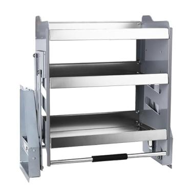 Imagem de Organizador de armário de puxar para baixo, prateleira de armazenamento de cozinha retrátil, economiza espaço, adequado para cozinha, bar, armários de café e salas de armazenamento, rolamento de carga