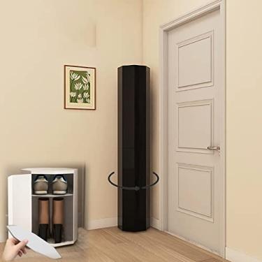 Imagem de Organizador de sapato, armário de sapatos giratório organizador de sapatos rack de armazenamento armário de armazenamento de sapatos, rack fino para sapatos estreito, prateleiras de chão, economia de