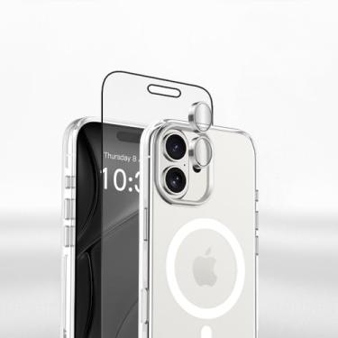 Imagem de AMET Ultra 360º Kit para iPhone 16, 6 meses de *Proteção com Troca da Tela, Capa Militar Transparente e não Amarela, Película Tela Resistente com Aplicador, Proteção de Câmera