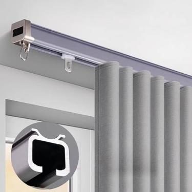 Imagem de Cortina de teto branca dobrável – Varão de cortina de chuveiro em forma de U-L-Z resistente com rolos silenciosos para beliches, suportes de trilho de cortina de 4 metros (suporte para telhado)