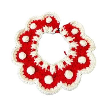 Imagem de Coleira De Laço De Natal Em Lã Crocheteada Para Gatos, Gatinhos E Cães