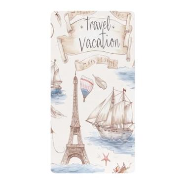 Imagem de Blueangle Lençol de berço padrão para berço infantil - Lençóis de algodão macio e respirável com estampa de paisagem de viagem (258)