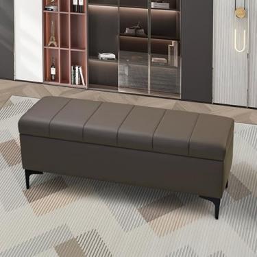 Imagem de Banco de cama moderno para quarto com armazenamento, bancos de entrada com almofada, banco de armazenamento de sala de estar, banco de sapato de porta frontal com armazenamento, banco de assento de