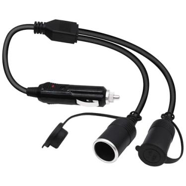 Imagem de YARCHONN Cabo divisor de isqueiro de carro, 1 macho para 2 fêmeas, soquete de isqueiro de veículo, divisor bidirecional, portas de carregador de energia CC, cabo de extensão para DC 12 V 24 V, carros
