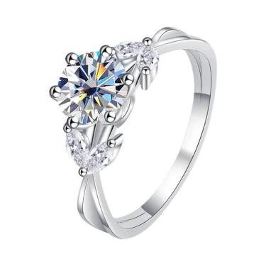 Imagem de Anel Solitário Feminino De Moissanite 1ct Em Prata Esterlina 925 Joia 