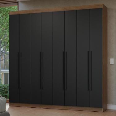 Imagem de Guarda-roupa Casal 8 Portas Batentes Netuno Madesa Rustic/preto