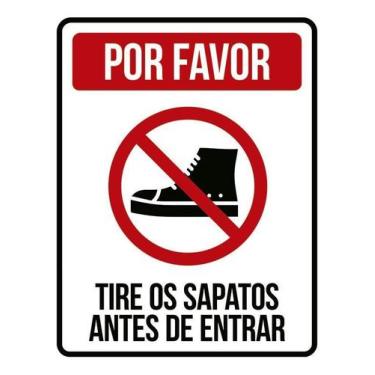 Imagem de Kit 10 Placa Acm Favor Tire Sapatos Antes Entrar Ícone 18X23 - Sinaliz