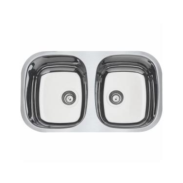 Imagem de Cuba Dupla Retangular Aço Inox Alto Brilho 77X45 Tramontina