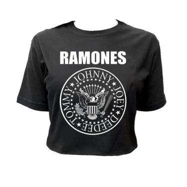 Imagem de Cropped de Banda Ramones Stamp Feminino Manga Curta Gola Redonda-Feminino