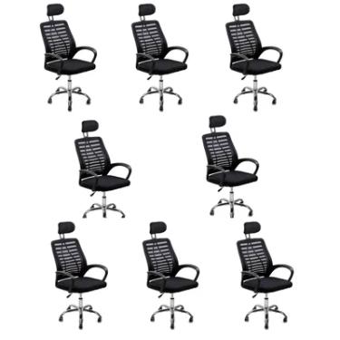 Imagem de Kit 6 Cadeiras Escritório Oficial Webshop Diretor, Suporta 120 kg, Tela Mesh, Encosto De Cabeça