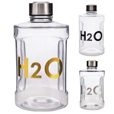 Imagem de Garrafa de Água de Vidro com Tampa Inox e Encaixe 900ml H2O - JW SHOP