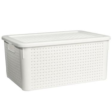 Imagem de Caixa Organizadora Rattan 16 Litros Branca Unidade - Giotto