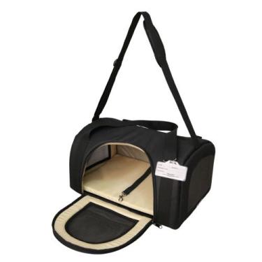 Imagem de Bolsa Transporte Pets Flexível Cia Tap Para Cabine De Avião - Bege - M