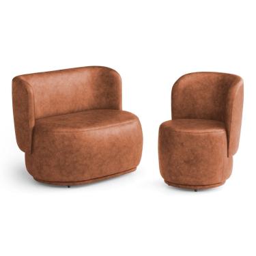 Imagem de Poltrona e Namoradeira Orgânica Molly Couríssimo Caramelo - Abmaza