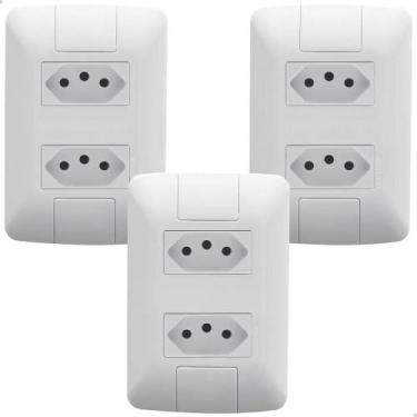 Imagem de Kit 3 Tomada Tramontina 4x2 20a Dupla 2p+t 250v Aria Cor Bra - Congrat