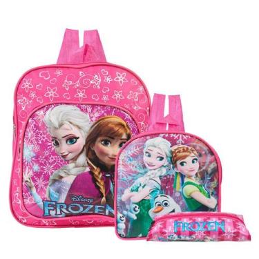 Imagem de Kit Mochila Escolar Elsa Anna Frozen Disney Lancheira+Estojo