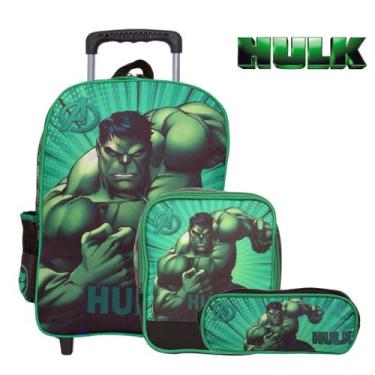 Imagem de Mochila Masculina Infantil Rodinha Incrível Hulk Marvel