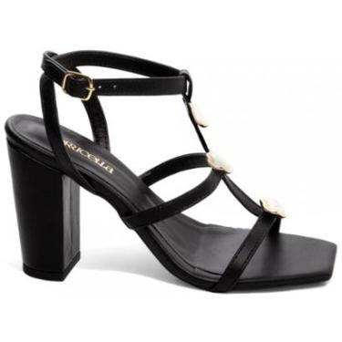 Imagem de Sandália Feminina Salto Alto Grosso Bico Quadrado 9 cm-Feminino