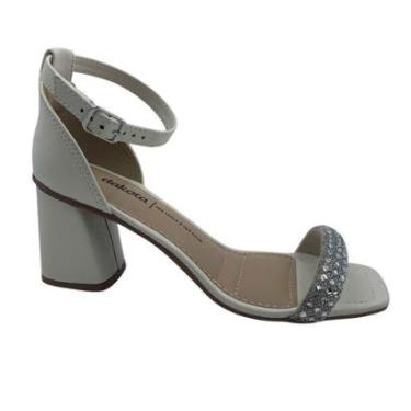 Imagem de Sandália Casual Salto Bloco Dakota Strass Off White 9766 - Palha 37-Feminino