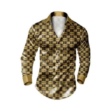 Imagem de Camisa Masculina De Manga Longa Casual Elegante Com Lapela E Botões Pa