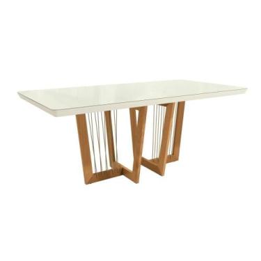 Imagem de Mesa De Jantar Em Madeira Maciça Clara Kappesberg Off White 200cm