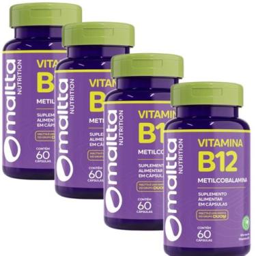 Imagem de Kit 4x Vitamina B12 Metilcobalamina Suplemento 240 Cápsulas - Duom, Vi