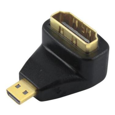 Imagem de Adaptador micro hdmi plastico - micro hdmi macho para hdmi femea - 90 
