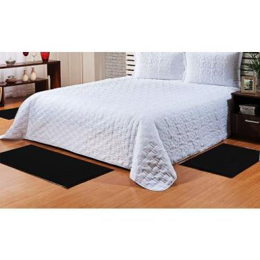 Imagem de Kit Passadeira Tapete para Quarto 3 Peças Classic Preto - Tapetes Oasi