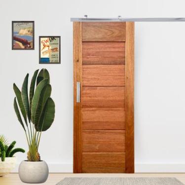 Imagem de Porta de Correr Completa BBB Linha Econômica 60x210cm em Madeira Maciç