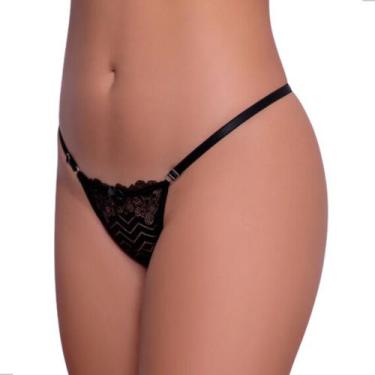 Imagem de Fio Dental Cabaré Fio Duplo Renda Modelo String - Doce Lingerie, Preto