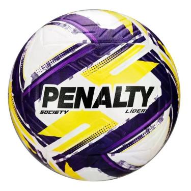 Imagem de Bola de Futebol Society Líder XXVI para Jogos em Grama Sintética com Construção Ultra Fusion Roxo e Amarelo Penalty
