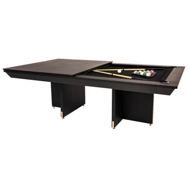 Imagem de Mesa de Bilhar Sinuca e Jantar Oban G84 com Tampo Removível Base T Preto em Madeira de Eucalipto e MDF Gran Belo
