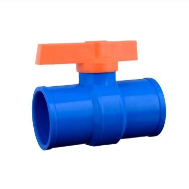 Imagem de Registro de Esfera Soldavel Irrigacao 50mm Azul e Laranja Controle de Fluxo Rapido Unifortte
