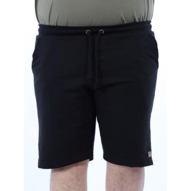 Imagem de Bermuda Plus Size Masculina Anistia Lisa de Moletom Premium, Preto, G1