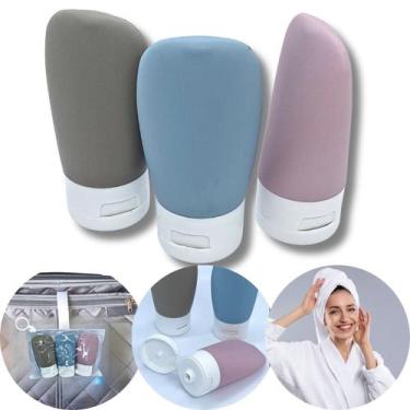 Imagem de Kit 3 Frascos Viagem Porta Shampoo Condicionador Mala Bolsa - GL Verda