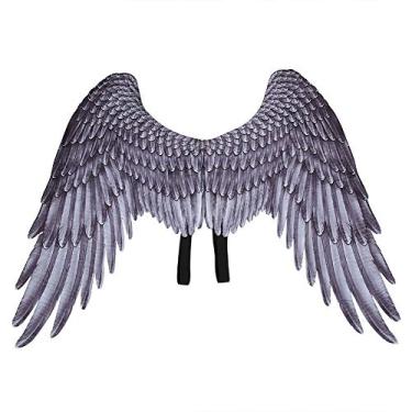 Imagem de GLOGLOW Angel Wings, fantasias de festa de Natal de Halloween grandes asas de anjo não tecidas para crianças adulto menino menina (preto)