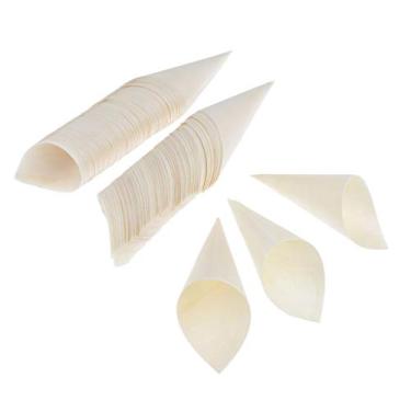 Imagem de DYNWAVE 100x Descartáveis Sundae Casquinha de Madeira, 3 Tamanhos para Escolher, 9x13 cm