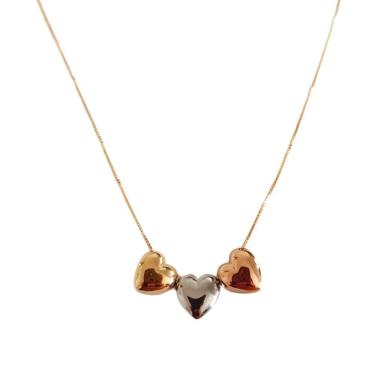 Imagem de Pingente 3 Corações Corrente Veneziana 45cm Ouro 18k 750