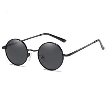 Imagem de Óculos de sol femininos polarizados redondos fashion lentes espelhadas óculos de sol unissex proteção UV clássico vintage óculos de sol, A, One Size