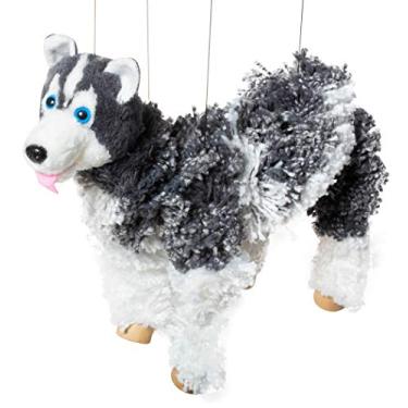 Imagem de Siberian Husky Dog Marionette Yarn Puppet (Black)