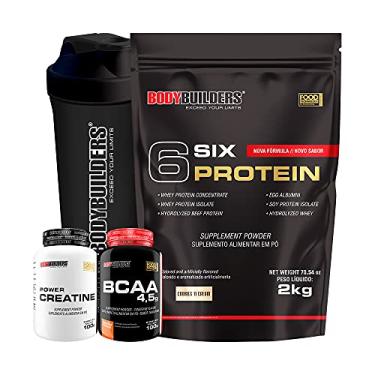 Imagem de Kit Six Protein 2kg + BCAA 4,5 100g + Power Creatina 100g + Coqueteleira - Bodybuilders Sabor: Cookies & Cream